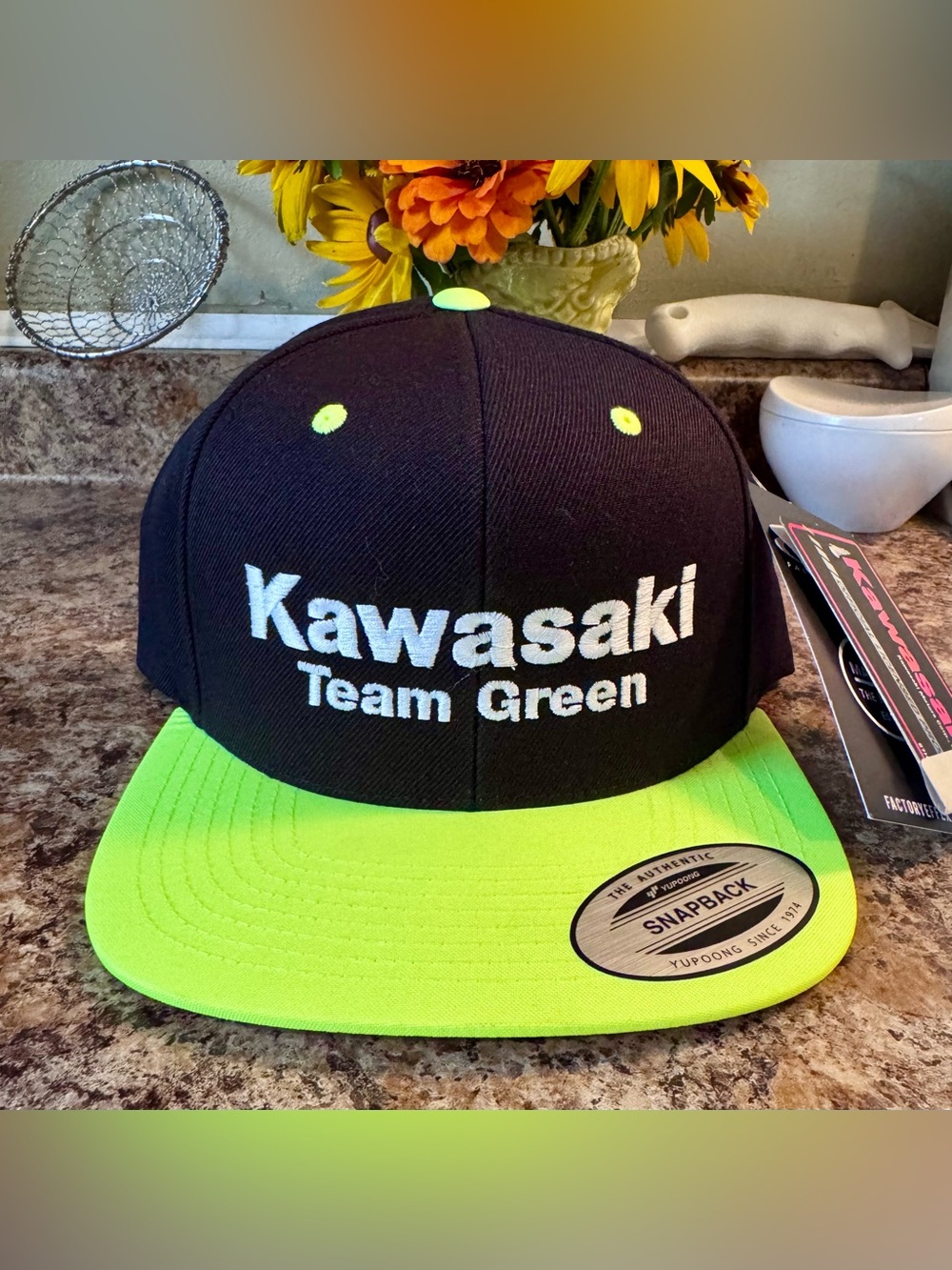 Kawasaki Team Green Factory Effex Men's Snapback Hat Trucker Cap New With Tags